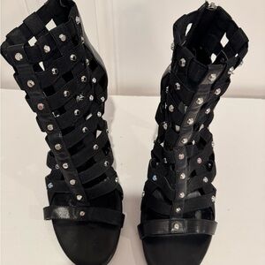 Michael Kors Black and Silver Studded Heels